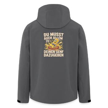 You also have to add everything to your mustard - Men’s Recycled Softshell Jacket by Stanley/Stella - anthracite - Back - AI Model Male 185 light (185cm)
