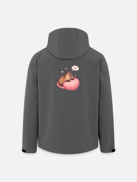 Sleeping Capybara – Cozy Heart Motif - Men’s Recycled Softshell Jacket by Stanley/Stella - black