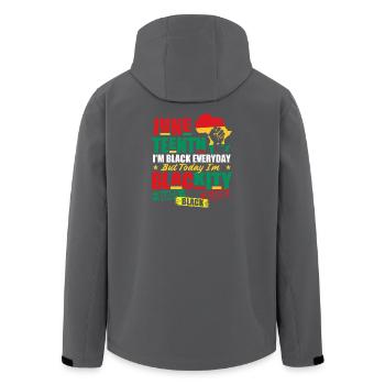 Juneteenth I'm Blackity Black Black Black - Men’s Recycled Softshell Jacket by Stanley/Stella - black - Back - AI Model Male 185 light (185cm)
