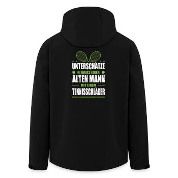 Tennis Player Gifts Tennis Sayings Outfits - Men’s Recycled Softshell Jacket by Stanley/Stella - black - Back - AI Model Male 185 light (185cm)