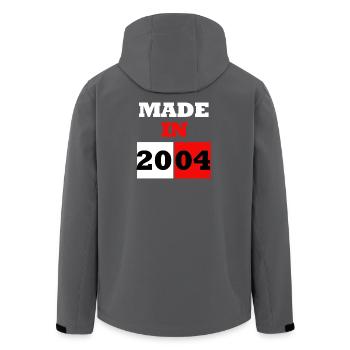 Made In 2004 Anniversaire style futuriste bicolore - Veste softshell homme en polyester recyclé Stanley/Stella - noir - Dos - AI Model Male 185 light (185cm)