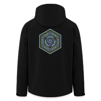 Hexagone de Géométrie Sacrée Mandala Goa Psytrance Om - Veste softshell homme en polyester recyclé Stanley/Stella - noir - Dos - AI Model Male 185 light (185cm)