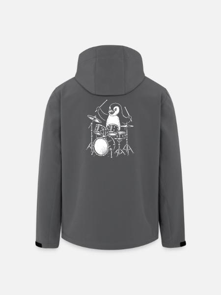 Penguin Drummer Line Art Tee - Men’s Recycled Softshell Jacket by Stanley/Stella - black