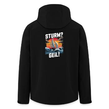  Sturm Geil Segeln Wellen Sonnenuntergang Regatta - Recycelte Männer Softshell-Jacke von Stanley/Stella - Schwarz - Hinten - AI Model Male 185 light (185cm)