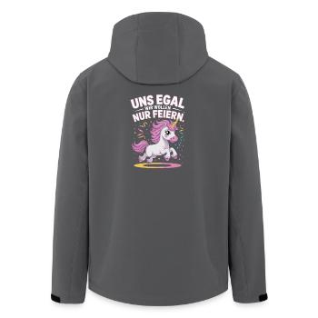 On s’en fiche, on a juste envie de faire la fête, la fête des licornes - Veste softshell homme en polyester recyclé Stanley/Stella - charbon - Dos - AI Model Male 185 light (185cm)