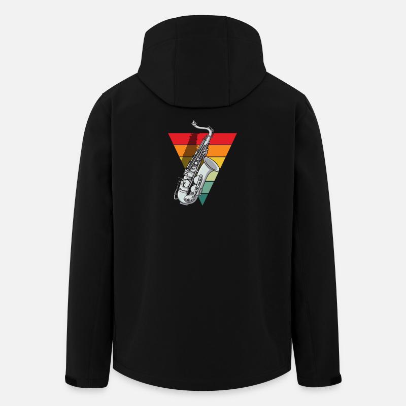 Retro Saxophone Graphic Saxophonist - Men’s Recycled Softshell Jacket by Stanley/Stella - black