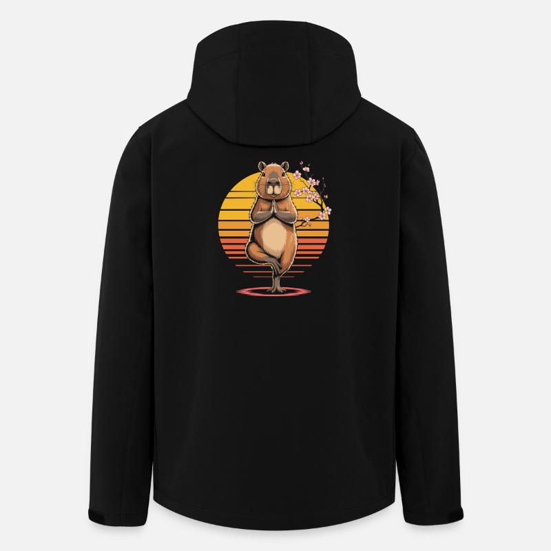 Capybara Yoga Meditation Abendrot - Recycelte Männer Softshell-Jacke von Stanley/Stella - Schwarz