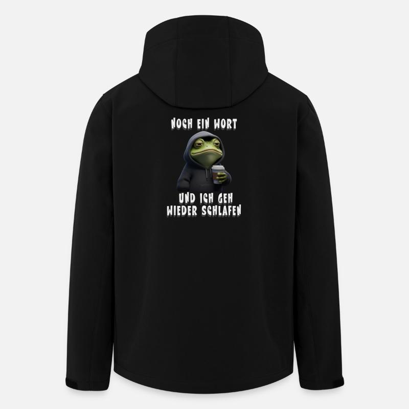 Grumpy Frog with Coffee Cartoon - Men’s Recycled Softshell Jacket by Stanley/Stella - black