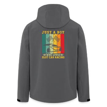 Vintage Retro Just A Boy Who Loves Slot Car Racing - Recycelte Männer Softshell-Jacke von Stanley/Stella - Schwarz - Hinten - AI Model Male 185 light (185cm)