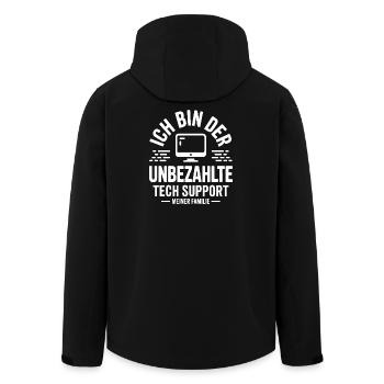 Ich bin der unbezahlte Tech Support - Recycelte Männer Softshell-Jacke von Stanley/Stella - Schwarz - Hinten - AI Model Male 185 light (185cm)