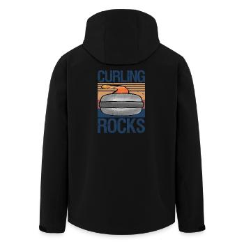 Curling Rocks : cadeau drôle de sports d’hiver - Veste softshell homme en polyester recyclé Stanley/Stella - noir - Dos - AI Model Male 185 light (185cm)