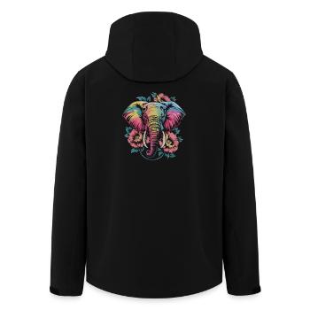  Bunter Elefant mit Blumen Boho Tierliebe Ethno - Recycelte Männer Softshell-Jacke von Stanley/Stella - Schwarz - Hinten - AI Model Male 185 light (185cm)