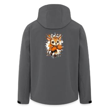 Cerf de basket-ball en sprint - Veste softshell homme en polyester recyclé Stanley/Stella - charbon - Dos - AI Model Male 185 light (185cm)