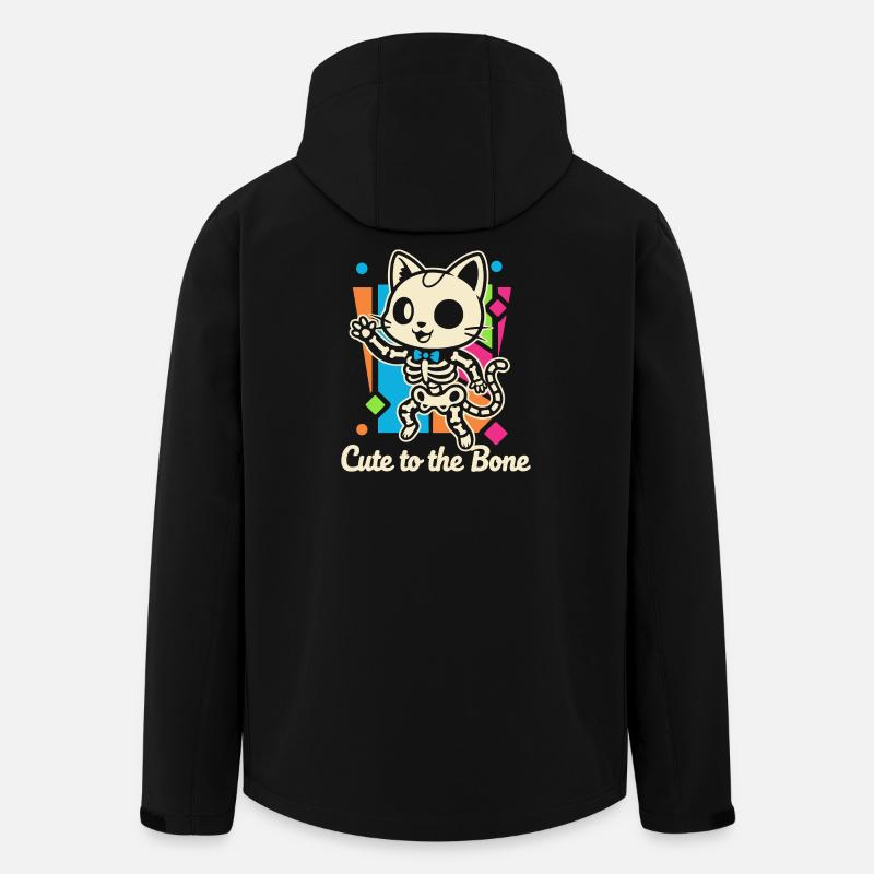 Motif squelette de chat Ronronnement - Veste softshell homme en polyester recyclé Stanley/Stella - noir