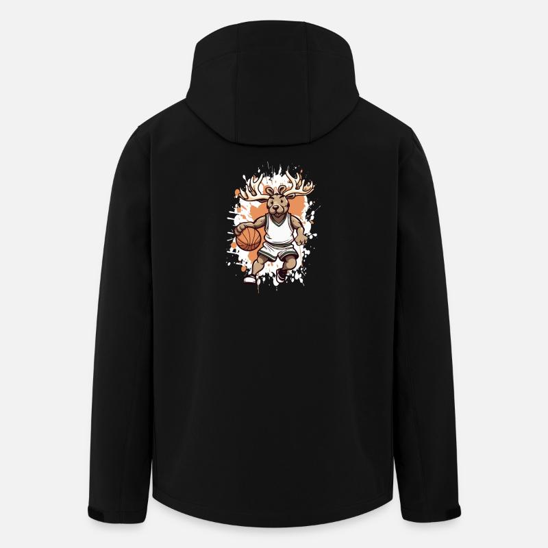 Basketball Deer Comic - Men’s Recycled Softshell Jacket by Stanley/Stella - black