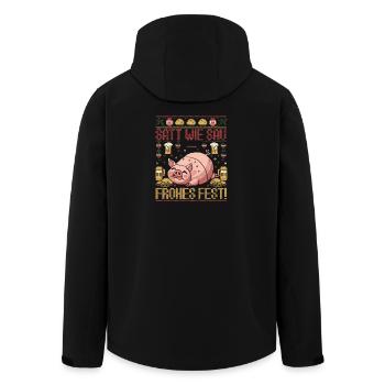  Satt Wie Sau Frohes Fest Lustiges Weihnachts - Recycelte Männer Softshell-Jacke von Stanley/Stella - Schwarz - Hinten - AI Model Male 185 light (185cm)