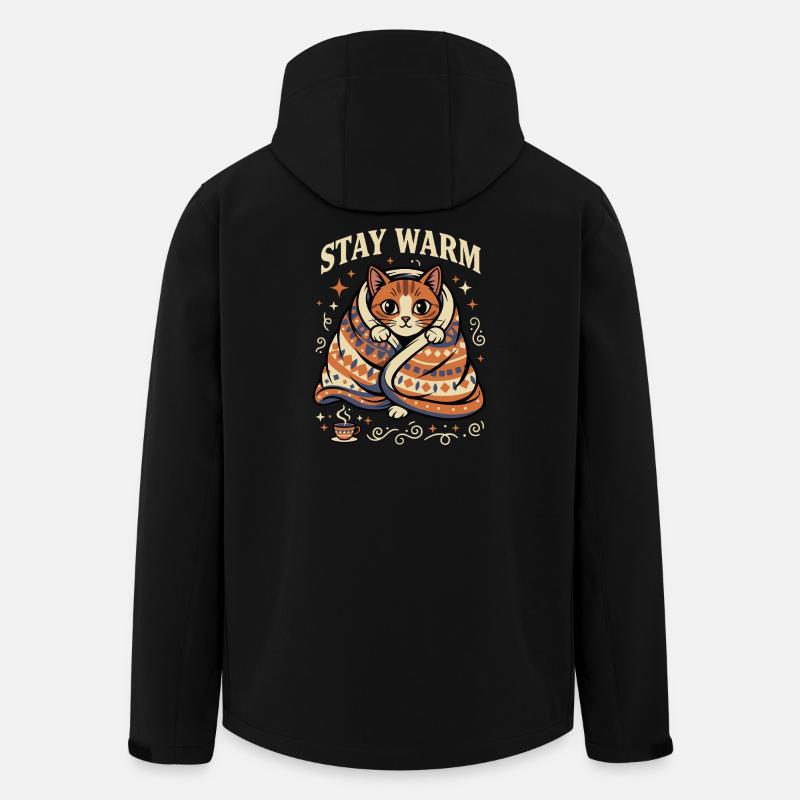 Stay Warm Cuddly Cat Motif - Men’s Recycled Softshell Jacket by Stanley/Stella - black