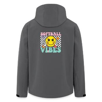 Softball-Vibes: Coole, spaßige Grafik für Spieler und Fans - Recycelte Männer Softshell-Jacke von Stanley/Stella - Anthrazit - Hinten - AI Model Male 185 light (185cm)