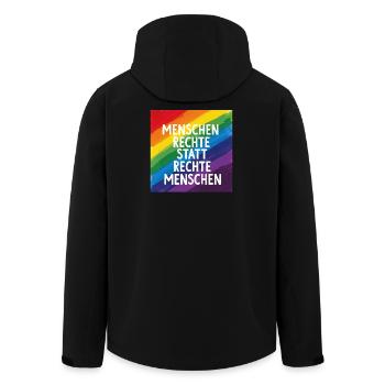 Human rights instead of right-wing people rainbow - Men’s Recycled Softshell Jacket by Stanley/Stella - black - Back - AI Model Male 185 light (185cm)