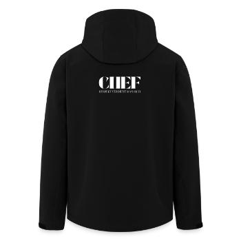 Chef Spruch Nicht Titel sondern Haltung - Recycelte Männer Softshell-Jacke von Stanley/Stella - Schwarz - Hinten - AI Model Male 185 light (185cm)