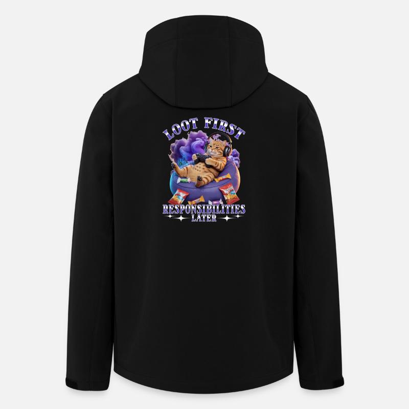 Funny Gaming Gamer Cat - Men’s Recycled Softshell Jacket by Stanley/Stella - black