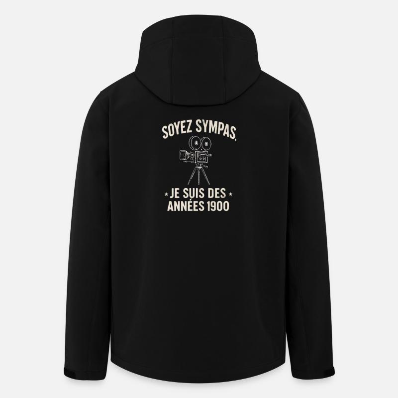 Soyez Sympas Années 1900 Caméra Rétro - Veste softshell homme en polyester recyclé Stanley/Stella - noir