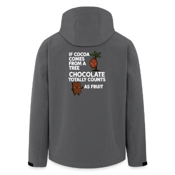 Chocolate is fruit – cocoa humor saying - Men’s Recycled Softshell Jacket by Stanley/Stella - black - Back - AI Model Male 185 light (185cm)