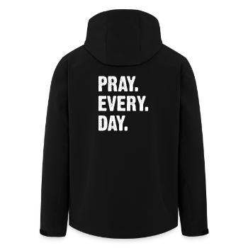 Beten Jeden Tag – Starke Typografie - Recycelte Männer Softshell-Jacke von Stanley/Stella - Schwarz - Hinten - AI Model Male 185 light (185cm)