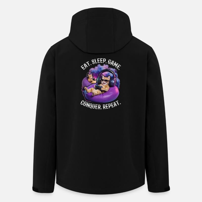 Funny Gaming Gamer Cat - Recycelte Männer Softshell-Jacke von Stanley/Stella - Schwarz