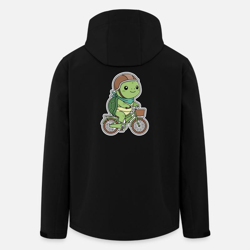 Green turtle on bicycle - Men’s Recycled Softshell Jacket by Stanley/Stella - black