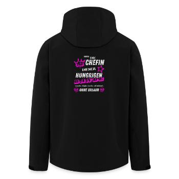 Chefin der Hungrigen Bande Ohne Urlaub - Recycelte Männer Softshell-Jacke von Stanley/Stella - Schwarz - Hinten - AI Model Male 185 light (185cm)