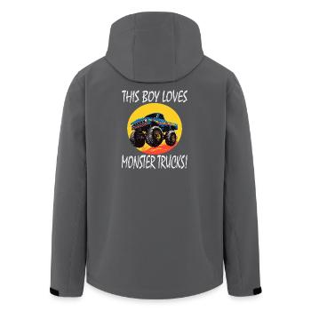 Junge liebt Monster Trucks - Recycelte Männer Softshell-Jacke von Stanley/Stella - Schwarz - Hinten - AI Model Male 185 light (185cm)