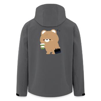 Ours brun fatigué avec café et sac - Veste softshell homme en polyester recyclé Stanley/Stella - noir - Dos - AI Model Male 185 light (185cm)