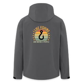 I Like Fishing and Maybe 3 People Funny Fisherman - Men’s Recycled Softshell Jacket by Stanley/Stella - black - Back - AI Model Male 185 light (185cm)