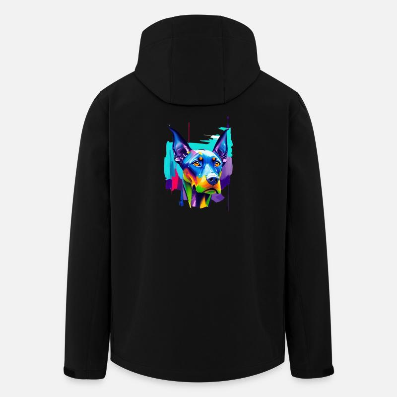 Buntes Dobermann-Pinscher Pop-Art-Porträt - Recycelte Männer Softshell-Jacke von Stanley/Stella - Schwarz