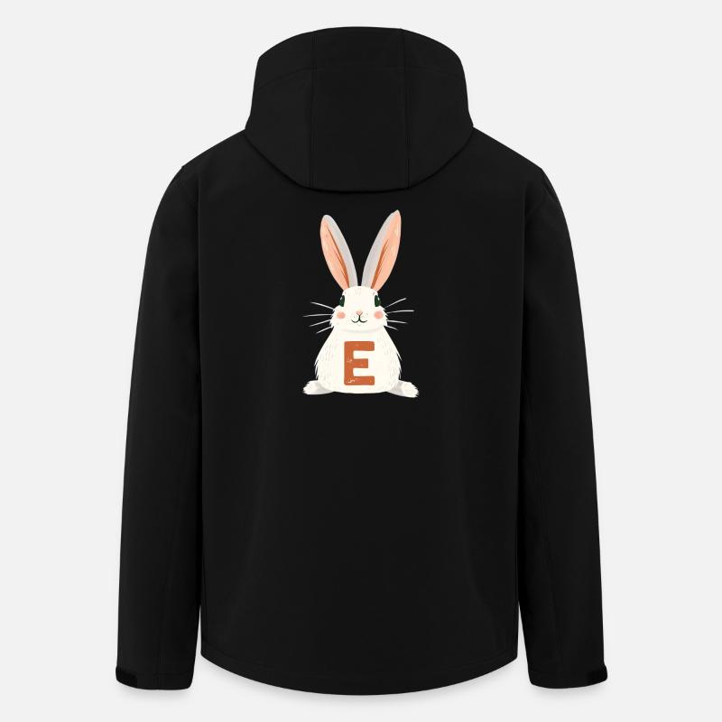 Lettre E - Lapin - Personnalisable - Veste softshell homme en polyester recyclé Stanley/Stella - noir