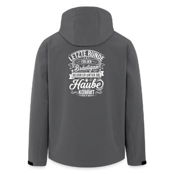 Letzte Runde vor der Hochzeit - Recycelte Männer Softshell-Jacke von Stanley/Stella - Schwarz - Hinten - AI Model Male 185 light (185cm)