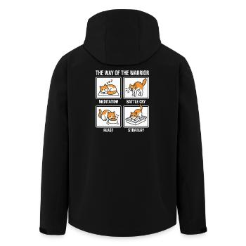 Funny Cat The Way of the Warrior Samurai Orange - Men’s Recycled Softshell Jacket by Stanley/Stella - black - Back - AI Model Male 185 light (185cm)