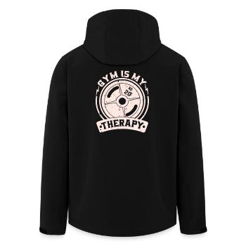 Gym is my therapy – weight plate - Men’s Recycled Softshell Jacket by Stanley/Stella - black - Back - AI Model Male 185 light (185cm)