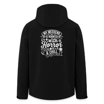 Mein Horror-Wochenende: Horror & Chill - Recycelte Männer Softshell-Jacke von Stanley/Stella - Schwarz - Hinten - AI Model Male 185 light (185cm)