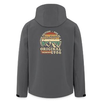 1986 Vintage Rétro Cadeau D'anniversaire - Veste softshell homme en polyester recyclé Stanley/Stella - charbon - Dos - AI Model Male 185 light (185cm)