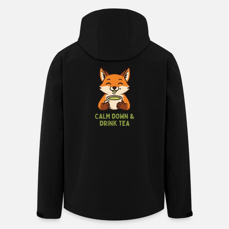 Fuchs entspannt Tee trinken - Recycelte Männer Softshell-Jacke von Stanley/Stella - Schwarz