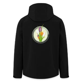 Delicate colorful crocuses in the spring circle - Men’s Recycled Softshell Jacket by Stanley/Stella - black - Back - AI Model Male 185 light (185cm)