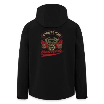 Motorcycle Vintage Motorcycling - Men’s Recycled Softshell Jacket by Stanley/Stella - black - Back - AI Model Male 185 light (185cm)