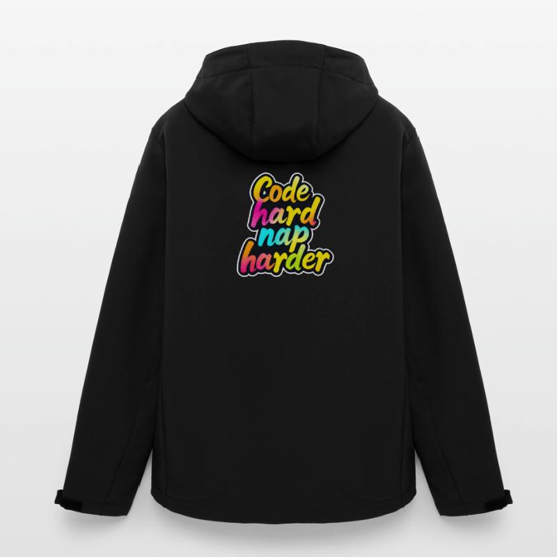 Code Hard Nap Harder Funny Programmer Tee Veste softshell homme en polyester recyclé Stanley/Stella