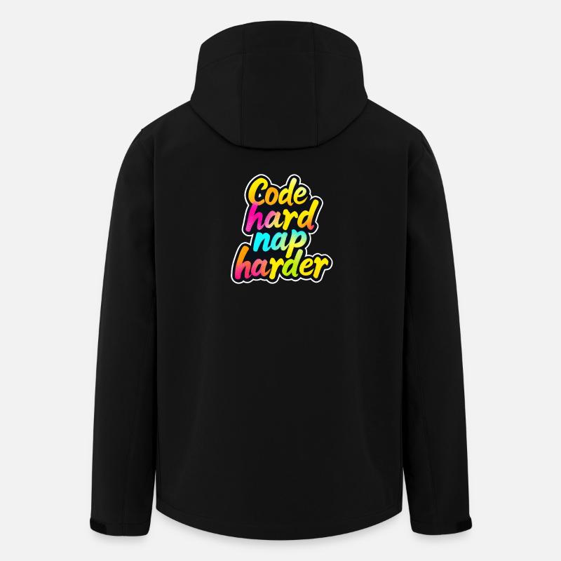 Code Hard Nickerchen Härter Lustiger Programmierer Tee - Recycelte Männer Softshell-Jacke von Stanley/Stella - Schwarz