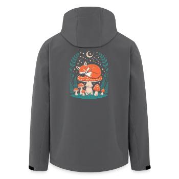 Schlafender Fuchs auf Pilz unter Sternenhimmel - Recycelte Männer Softshell-Jacke von Stanley/Stella - Anthrazit - Hinten - AI Model Male 185 light (185cm)