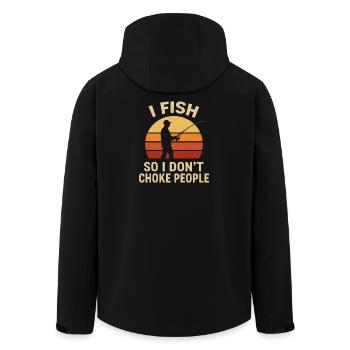I Fish So I Don't Choke People Angler Spruch Angel - Men’s Recycled Softshell Jacket by Stanley/Stella - black - Back - AI Model Male 185 light (185cm)