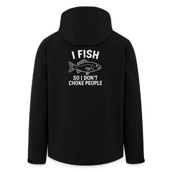 I Fish So I Don't Choke People Angler Spruch Angel - Men’s Recycled Softshell Jacket by Stanley/Stella - black - Back - AI Model Male 185 light (185cm)