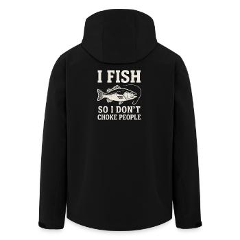 I Fish So I Don't Choke People Angler Spruch Angel - Men’s Recycled Softshell Jacket by Stanley/Stella - black - Back - AI Model Male 185 light (185cm)